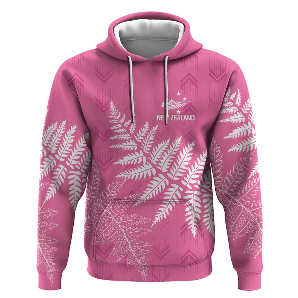 New Zealand Lawn Bowls Breast Cancer Personalized Zip Hoodie Wrap-Around Silver Fern LT7 Pullover Hoodie Pink - Polynesian Pride