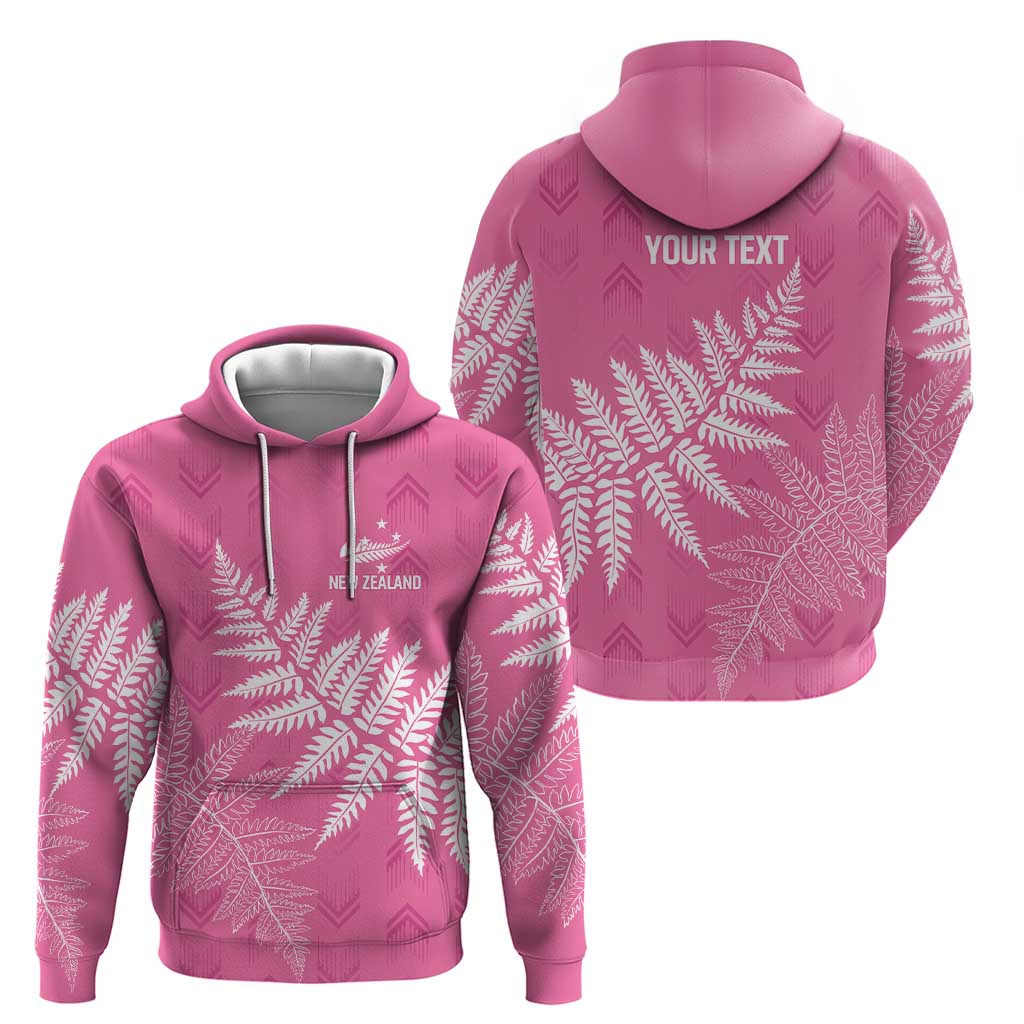 New Zealand Lawn Bowls Breast Cancer Personalized Zip Hoodie Wrap-Around Silver Fern LT7 - Polynesian Pride