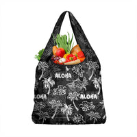 Aloha Vintage Quilt Grocery Bag Hawaiian Seamless - Black LT7 1-pack One Size Black - Polynesian Pride