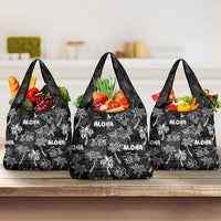 Aloha Vintage Quilt Grocery Bag Hawaiian Seamless - Black LT7 3-pack One Size Black - Polynesian Pride