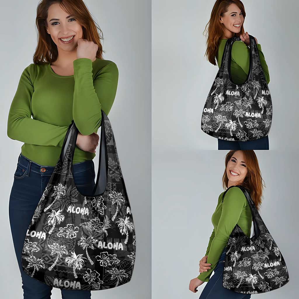 Aloha Vintage Quilt Grocery Bag Hawaiian Seamless - Black LT7 - Polynesian Pride