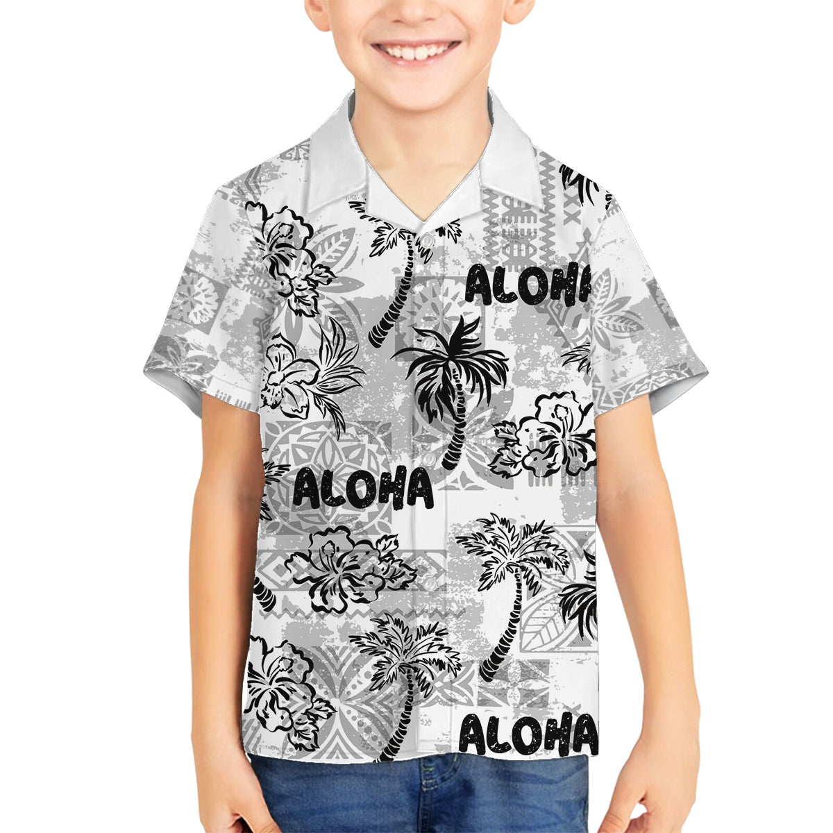 Aloha Vintage Quilt Family Matching Puletasi Dress and Hawaiian Shirt Hawaiian Seamless - White LT7 Son's Shirt White - Polynesian Pride