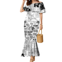 Aloha Vintage Quilt Mermaid Dress Hawaiian Seamless - White LT7 Women White - Polynesian Pride