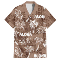 Aloha Vintage Quilt Family Matching Short Sleeve Bodycon Dress and Hawaiian Shirt Hawaiian Seamless - Brown LT7 Dad's Shirt - Short Sleeve Brown - Polynesian Pride