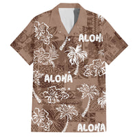 Aloha Vintage Quilt Family Matching Summer Maxi Dress and Hawaiian Shirt Hawaiian Seamless - Brown LT7 Dad's Shirt - Short Sleeve Brown - Polynesian Pride
