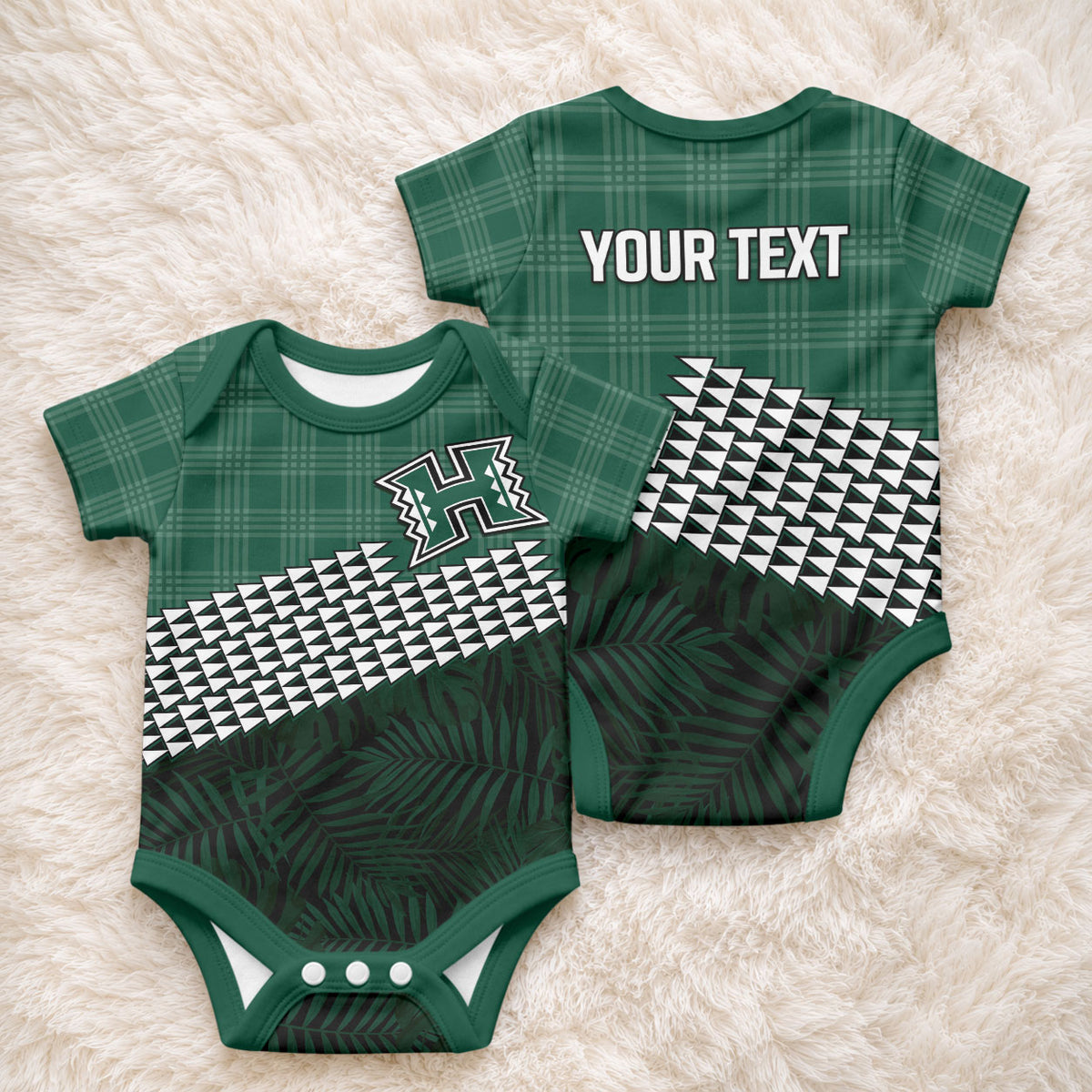 Rainbow Warriors Hawaii Personalized Palaka Baby Onesie