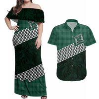 Rainbow Warriors Hawaii Personalized Palaka Couples Matching Off Shoulder Maxi Dress and Hawaiian Shirt LT7 Green - Polynesian Pride