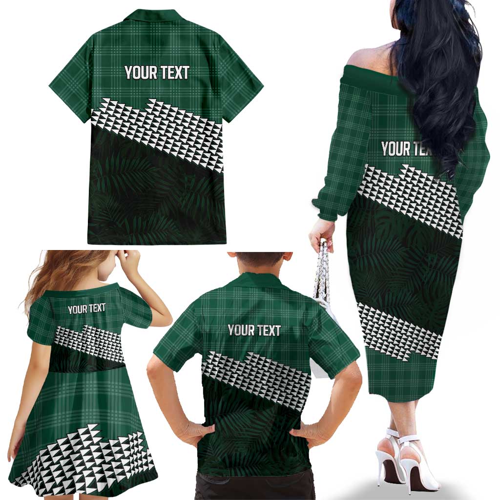 Rainbow Warriors Hawaii Personalized Palaka Family Matching Off The Shoulder Long Sleeve Dress and Hawaiian Shirt LT7 - Polynesian Pride