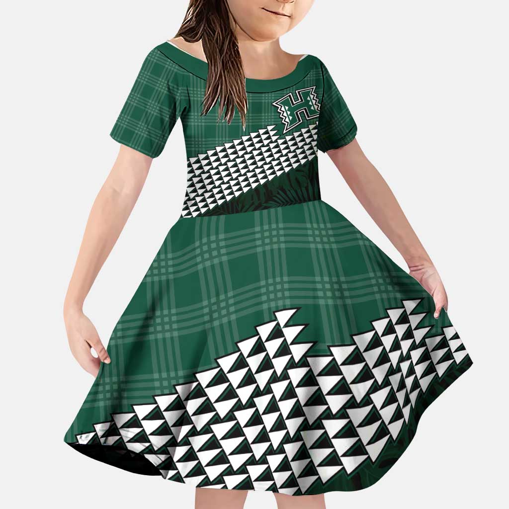 Rainbow Warriors Hawaii Personalized Palaka Family Matching Off Shoulder Short Dress and Hawaiian Shirt - Polynesian Pride
