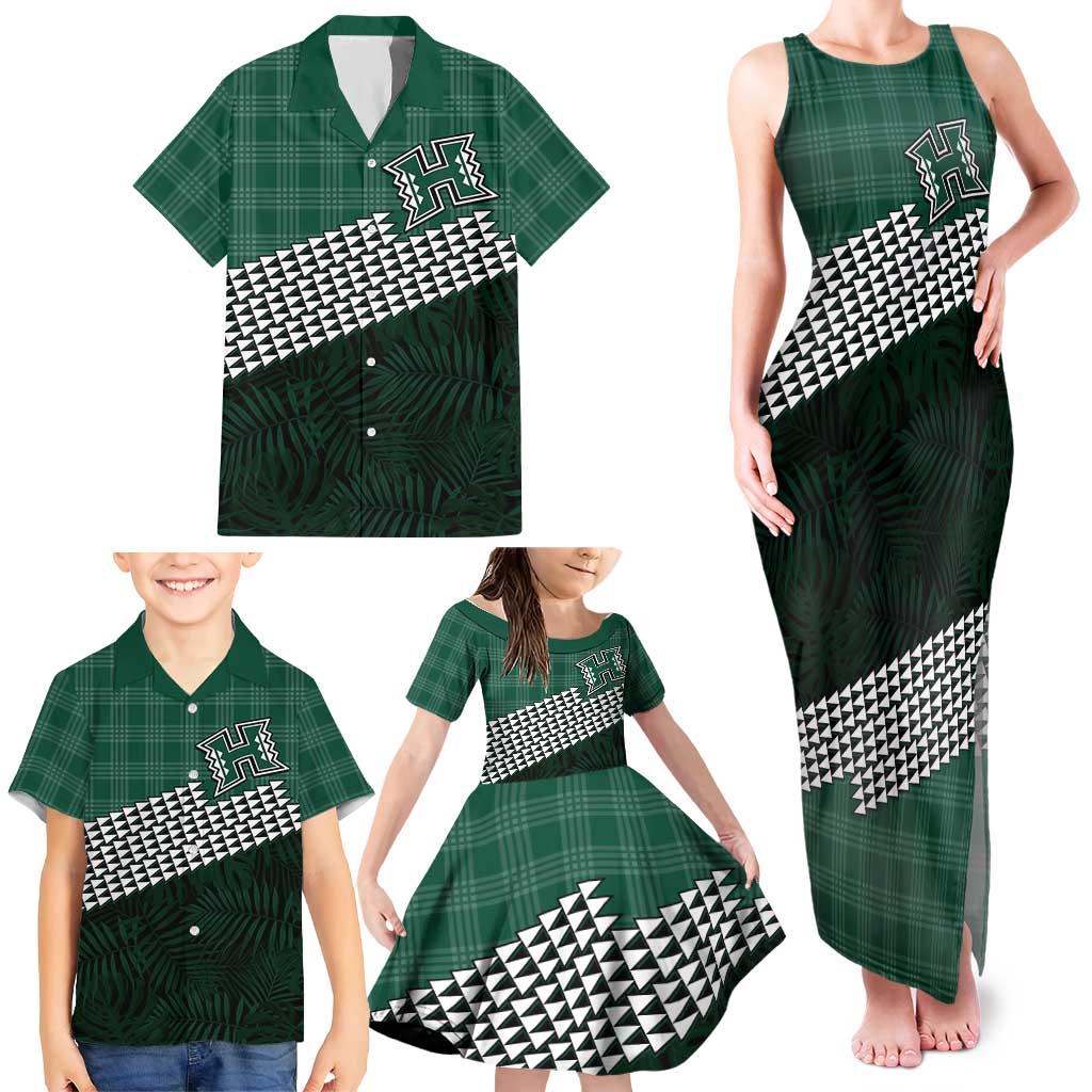 Rainbow Warriors Hawaii Personalized Palaka Family Matching Tank Maxi Dress and Hawaiian Shirt - Polynesian Pride