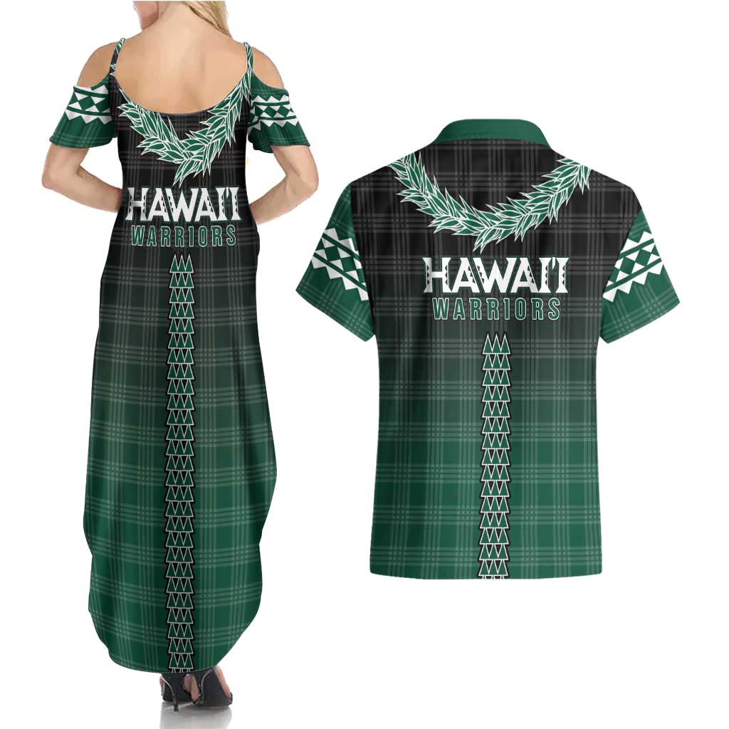 Rainbow Warriors Hawaii Palaka Couples Matching Summer Maxi Dress and Hawaiian Shirt Maile Lei - Polynesian Pride