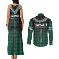 Rainbow Warriors Hawaii Palaka Couples Matching Tank Maxi Dress and Long Sleeve Button Shirt Maile Lei LT7 - Polynesian Pride