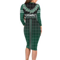 Rainbow Warriors Hawaii Palaka Family Matching Long Sleeve Bodycon Dress and Hawaiian Shirt Maile Lei LT7 - Polynesian Pride