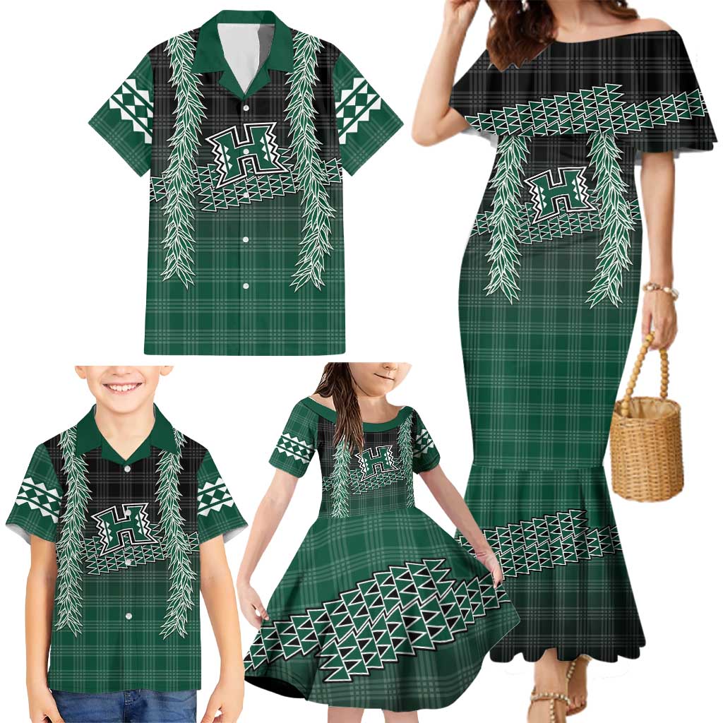 Rainbow Warriors Hawaii Palaka Family Matching Mermaid Dress and Hawaiian Shirt Maile Lei LT7 - Polynesian Pride