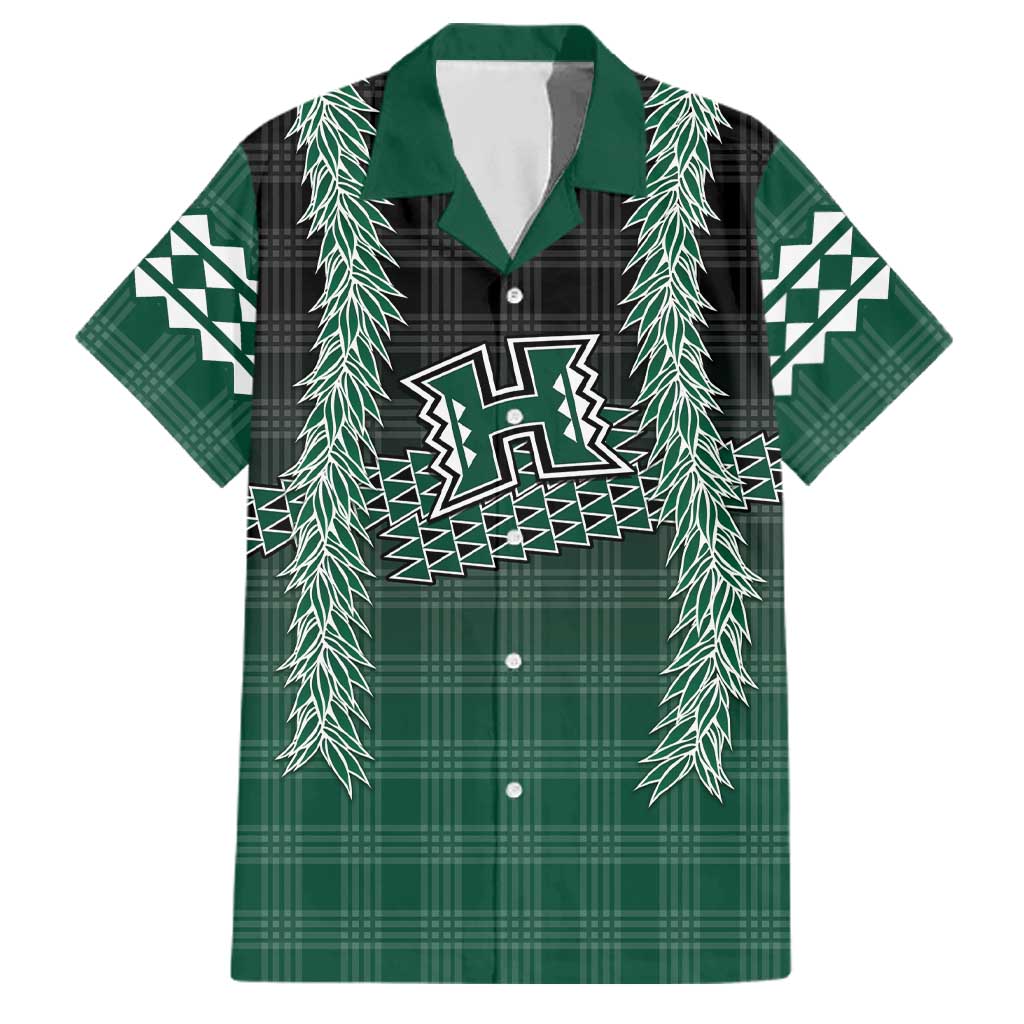Rainbow Warriors Hawaii Palaka Family Matching Mermaid Dress and Hawaiian Shirt Maile Lei LT7 Dad's Shirt - Short Sleeve Dark Green - Polynesian Pride
