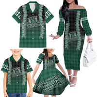 Rainbow Warriors Hawaii Palaka Family Matching Off The Shoulder Long Sleeve Dress and Hawaiian Shirt Maile Lei LT7 - Polynesian Pride