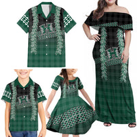 Rainbow Warriors Hawaii Palaka Family Matching Off Shoulder Maxi Dress and Hawaiian Shirt Maile Lei LT7 - Polynesian Pride
