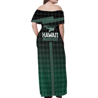 Rainbow Warriors Hawaii Palaka Family Matching Off Shoulder Maxi Dress and Hawaiian Shirt Maile Lei LT7 - Polynesian Pride