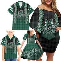 Rainbow Warriors Hawaii Palaka Family Matching Off Shoulder Short Dress and Hawaiian Shirt Maile Lei LT7 - Polynesian Pride