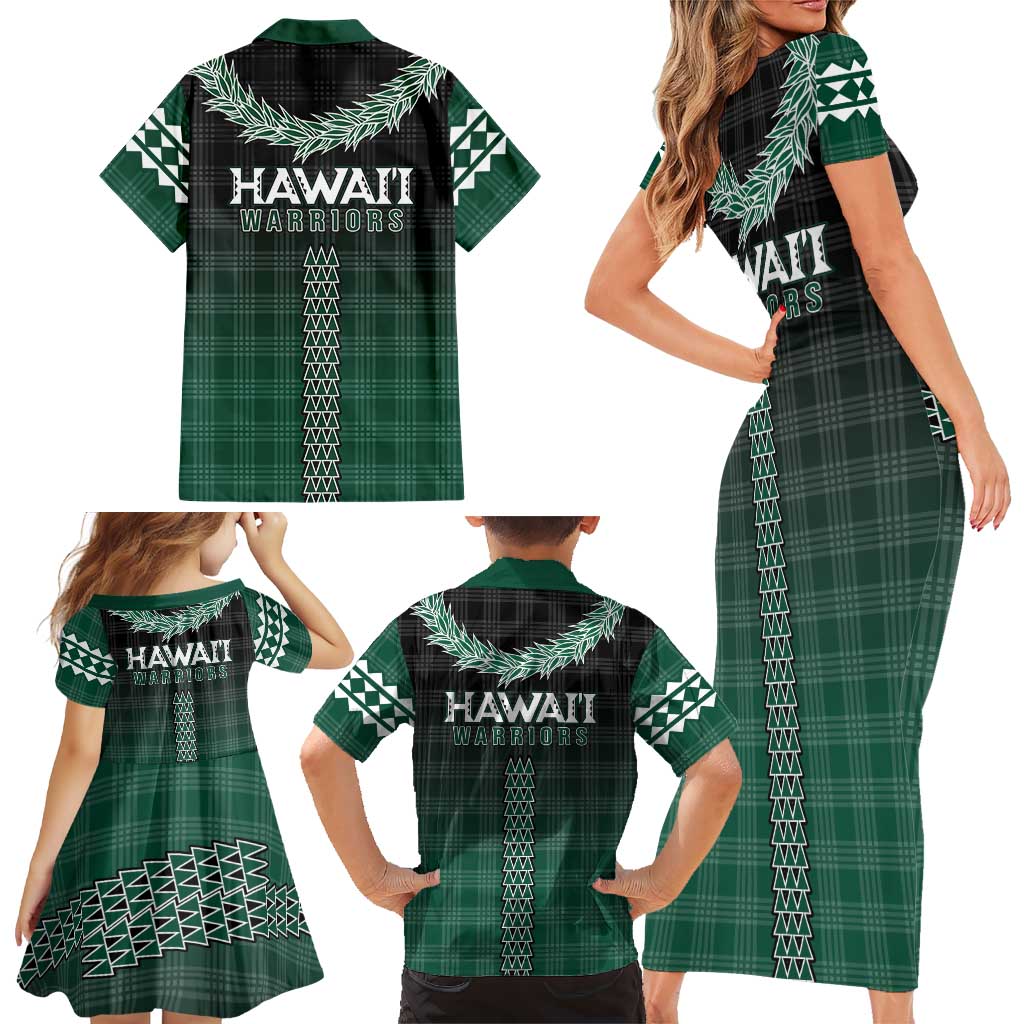Rainbow Warriors Hawaii Palaka Family Matching Short Sleeve Bodycon Dress and Hawaiian Shirt Maile Lei LT7 - Polynesian Pride