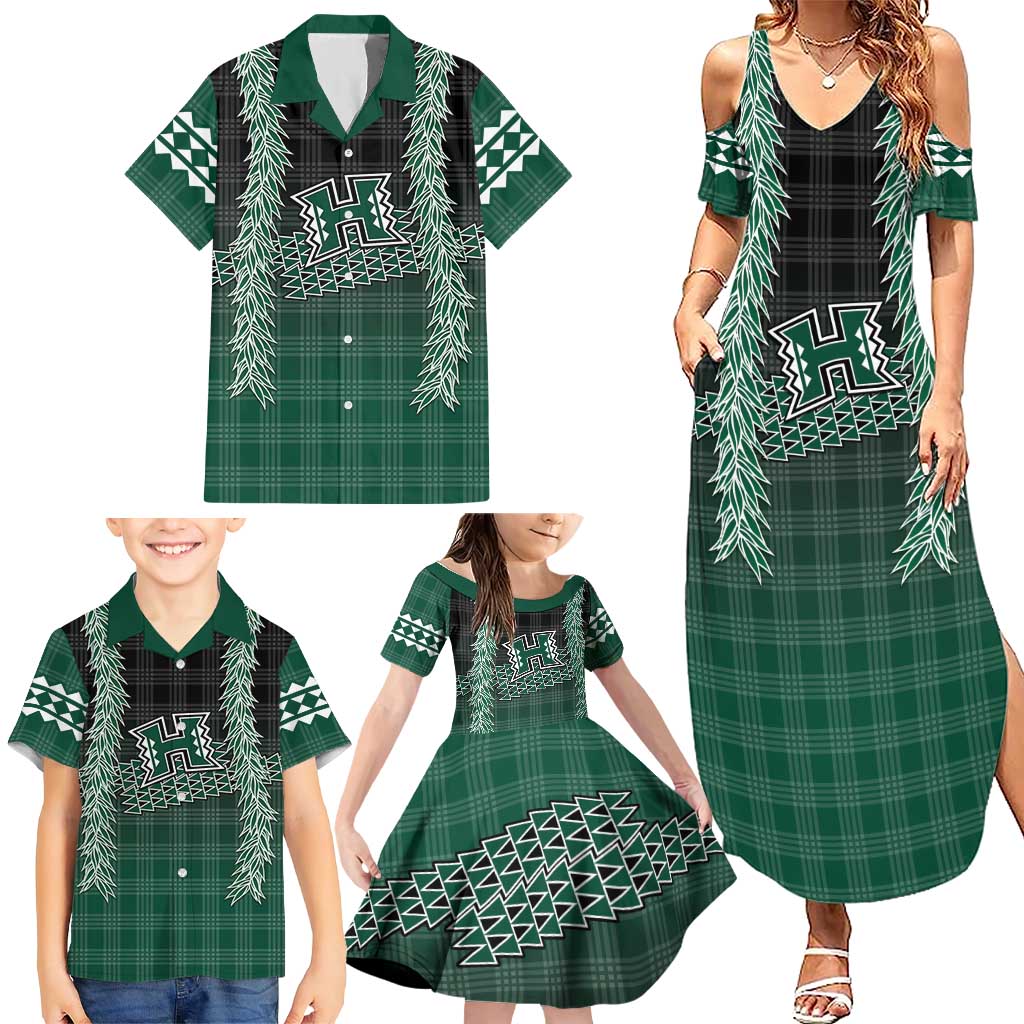 Rainbow Warriors Hawaii Palaka Family Matching Summer Maxi Dress and Hawaiian Shirt Maile Lei LT7 - Polynesian Pride