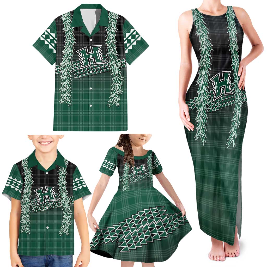 Rainbow Warriors Hawaii Palaka Family Matching Tank Maxi Dress and Hawaiian Shirt Maile Lei LT7 - Polynesian Pride