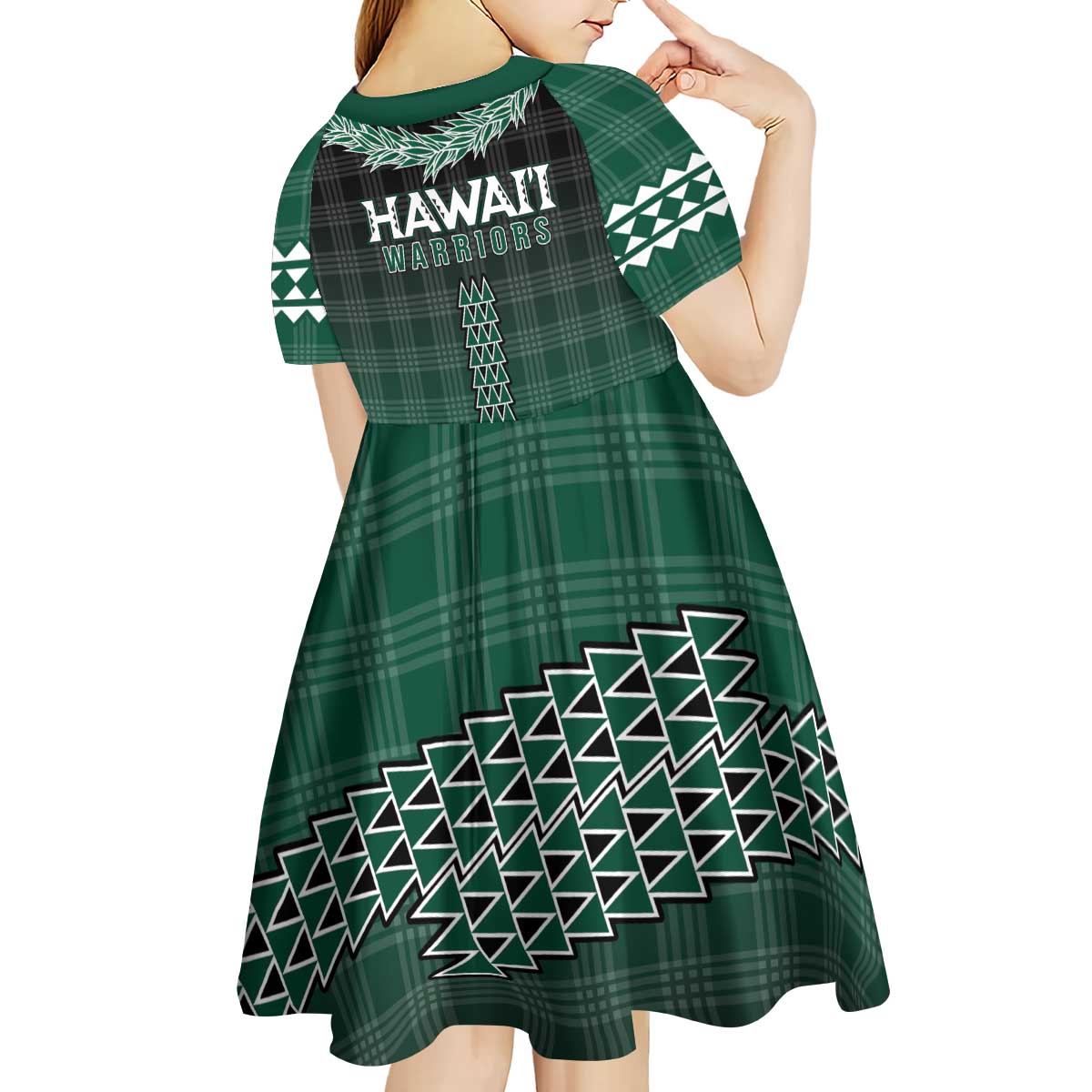 Rainbow Warriors Hawaii Palaka Kid Short Sleeve Dress Maile Lei - Polynesian Pride
