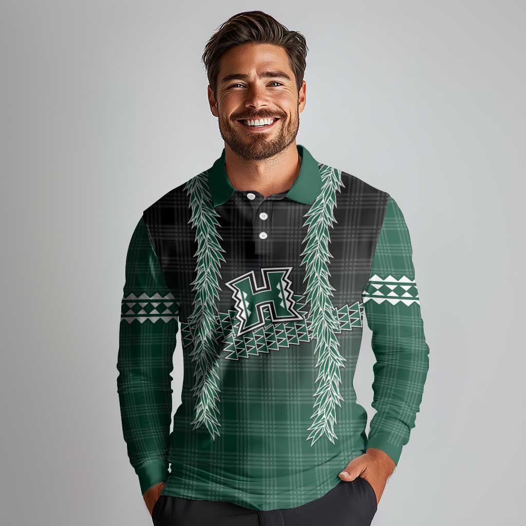 Rainbow Warriors Hawaii Palaka Long Sleeve Polo Shirt Maile Lei - Polynesian Pride