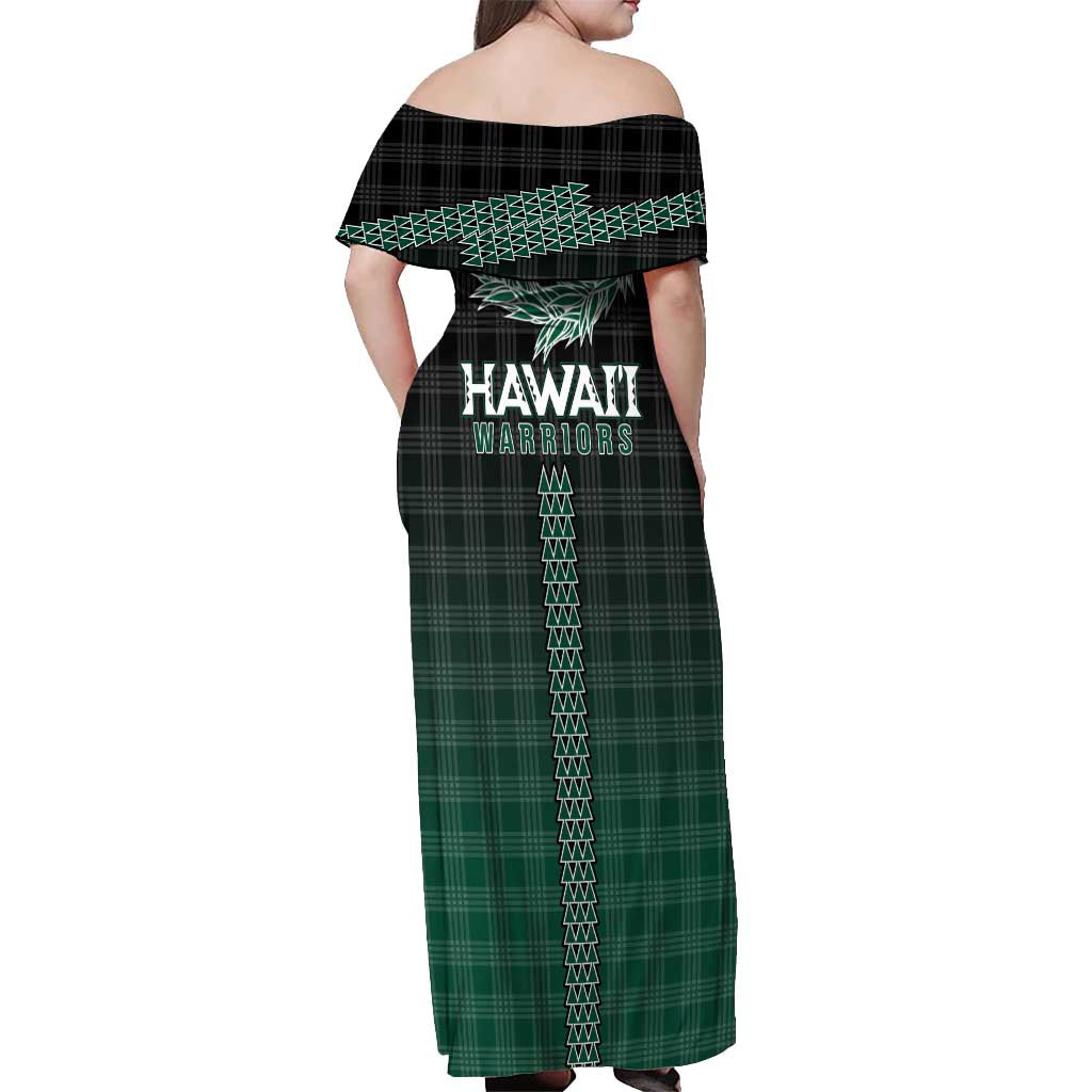 Rainbow Warriors Hawaii Palaka Off Shoulder Maxi Dress Maile Lei LT7 - Polynesian Pride