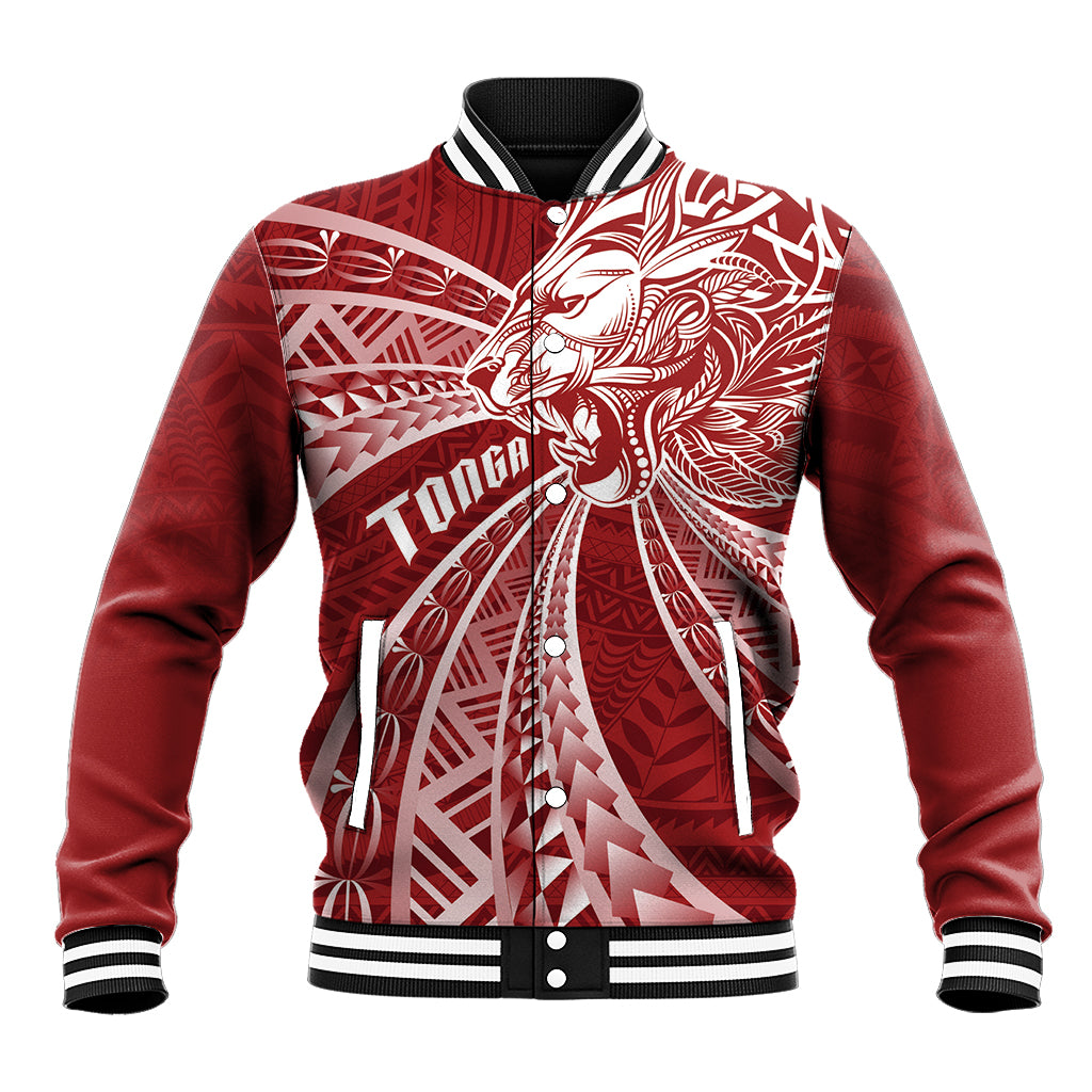 Tonga Independence Day Baseball Jacket Tongatapu Lion Ngatu Motifs LT7 Unisex Red - Polynesian Pride