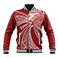 Tonga Independence Day Baseball Jacket Tongatapu Lion Ngatu Motifs LT7 Unisex Red - Polynesian Pride