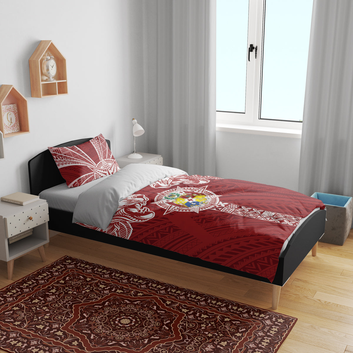 Tonga Independence Day Bedding Set Tongatapu Lion Ngatu Motifs