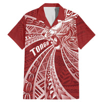 Tonga Independence Day Family Matching Mermaid Dress and Hawaiian Shirt Tongatapu Lion Ngatu Motifs LT7 Dad's Shirt - Short Sleeve Red - Polynesian Pride
