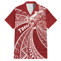 Tonga Independence Day Family Matching Off The Shoulder Long Sleeve Dress and Hawaiian Shirt Tongatapu Lion Ngatu Motifs LT7 Dad's Shirt - Short Sleeve Red - Polynesian Pride