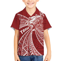 Tonga Independence Day Family Matching Summer Maxi Dress and Hawaiian Shirt Tongatapu Lion Ngatu Motifs LT7 Son's Shirt Red - Polynesian Pride