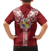 Tonga Independence Day Family Matching Tank Maxi Dress and Hawaiian Shirt Tongatapu Lion Ngatu Motifs LT7 - Polynesian Pride