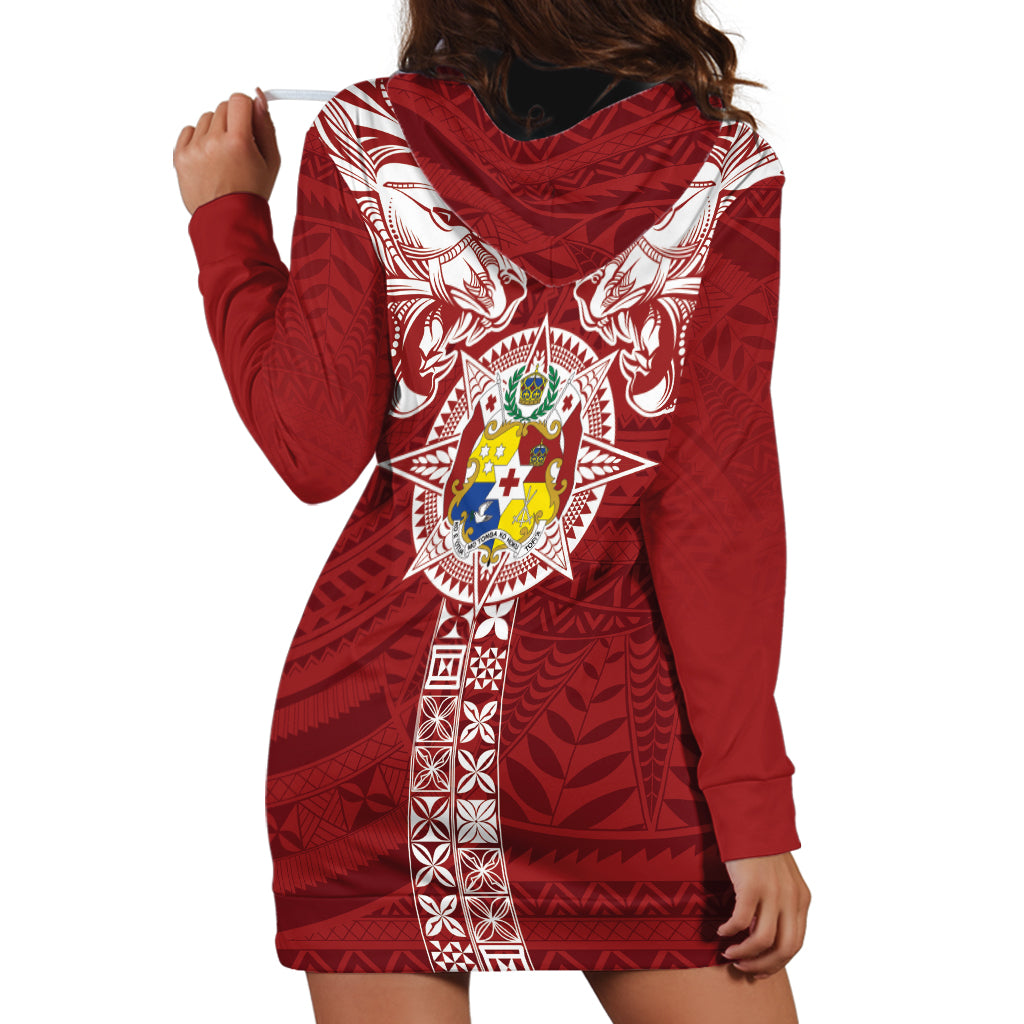Tonga Independence Day Hoodie Dress Tongatapu Lion Ngatu Motifs LT7 - Polynesian Pride