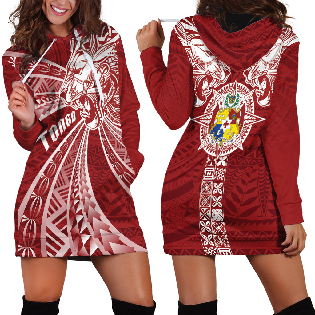 Tonga Independence Day Hoodie Dress Tongatapu Lion Ngatu Motifs LT7 - Polynesian Pride
