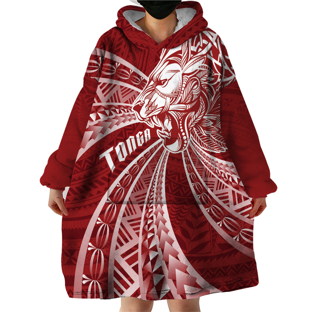 Tonga Independence Day Wearable Blanket Hoodie Tongatapu Lion Ngatu Motifs LT7 - Polynesian Pride