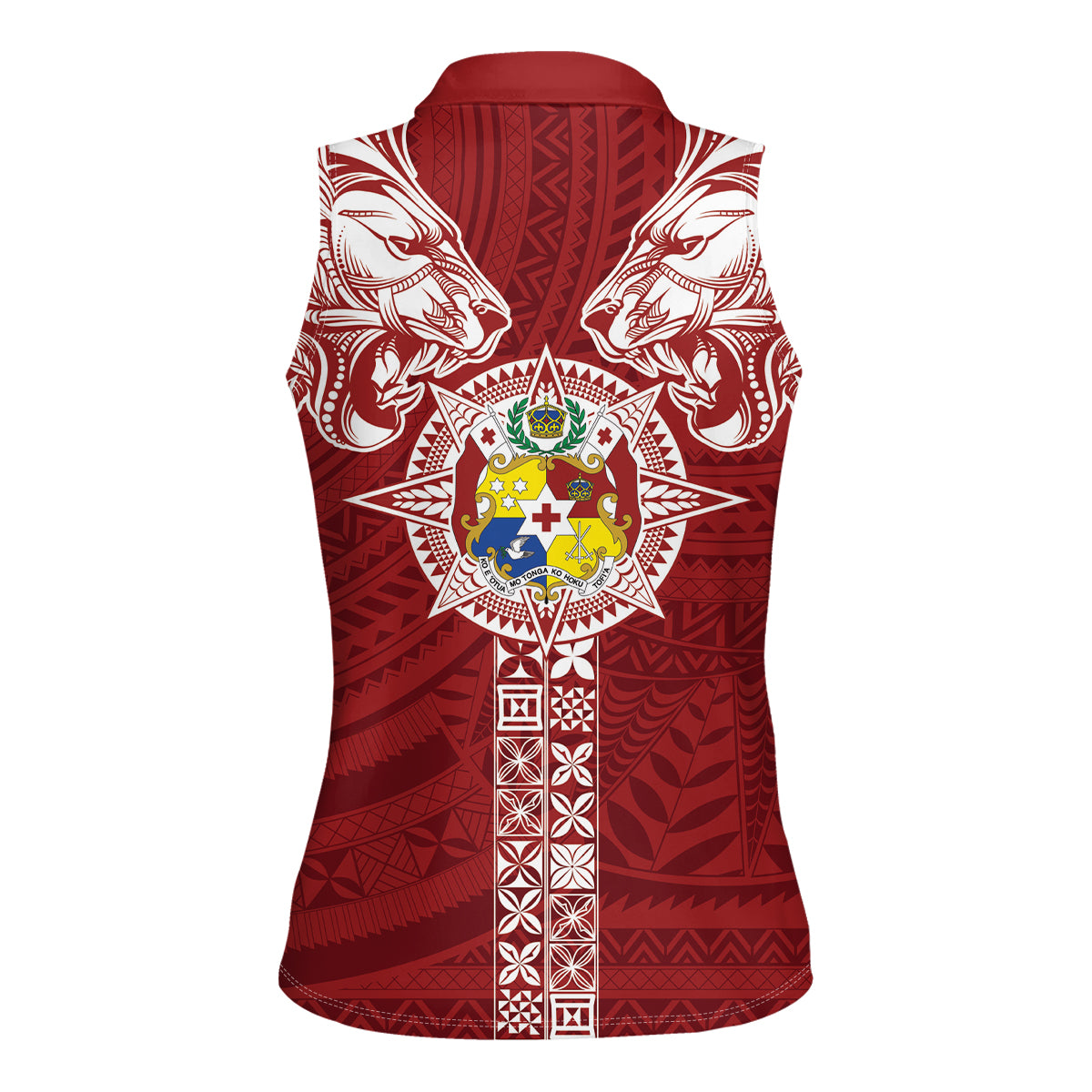 Tonga Independence Day Women Sleeveless Polo Shirt Tongatapu Lion Ngatu Motifs LT7 - Polynesian Pride