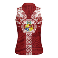Tonga Independence Day Women Sleeveless Polo Shirt Tongatapu Lion Ngatu Motifs LT7 - Polynesian Pride