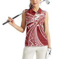 Tonga Independence Day Women Sleeveless Polo Shirt Tongatapu Lion Ngatu Motifs LT7 - Polynesian Pride