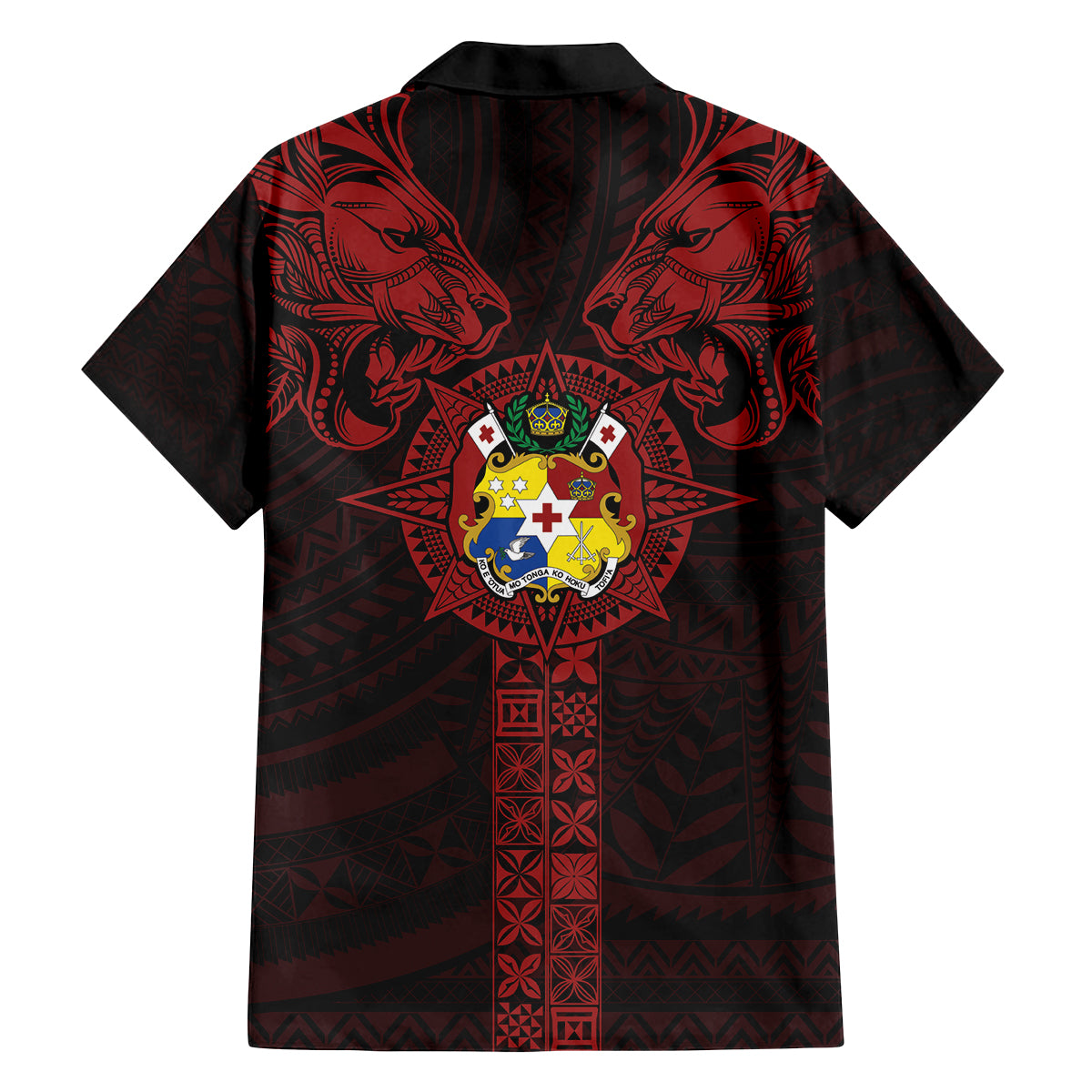 Tonga Independence Day Family Matching Long Sleeve Bodycon Dress and Hawaiian Shirt Tongatapu Lion Ngatu Motifs Black Ver. LT7 - Polynesian Pride