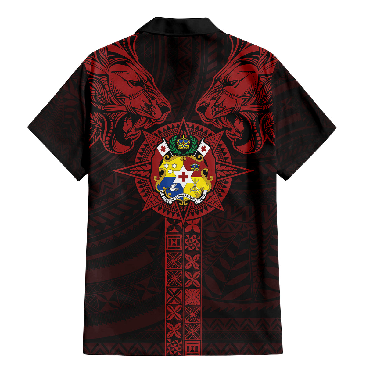 Tonga Independence Day Family Matching Mermaid Dress and Hawaiian Shirt Tongatapu Lion Ngatu Motifs Black Ver. LT7 - Polynesian Pride