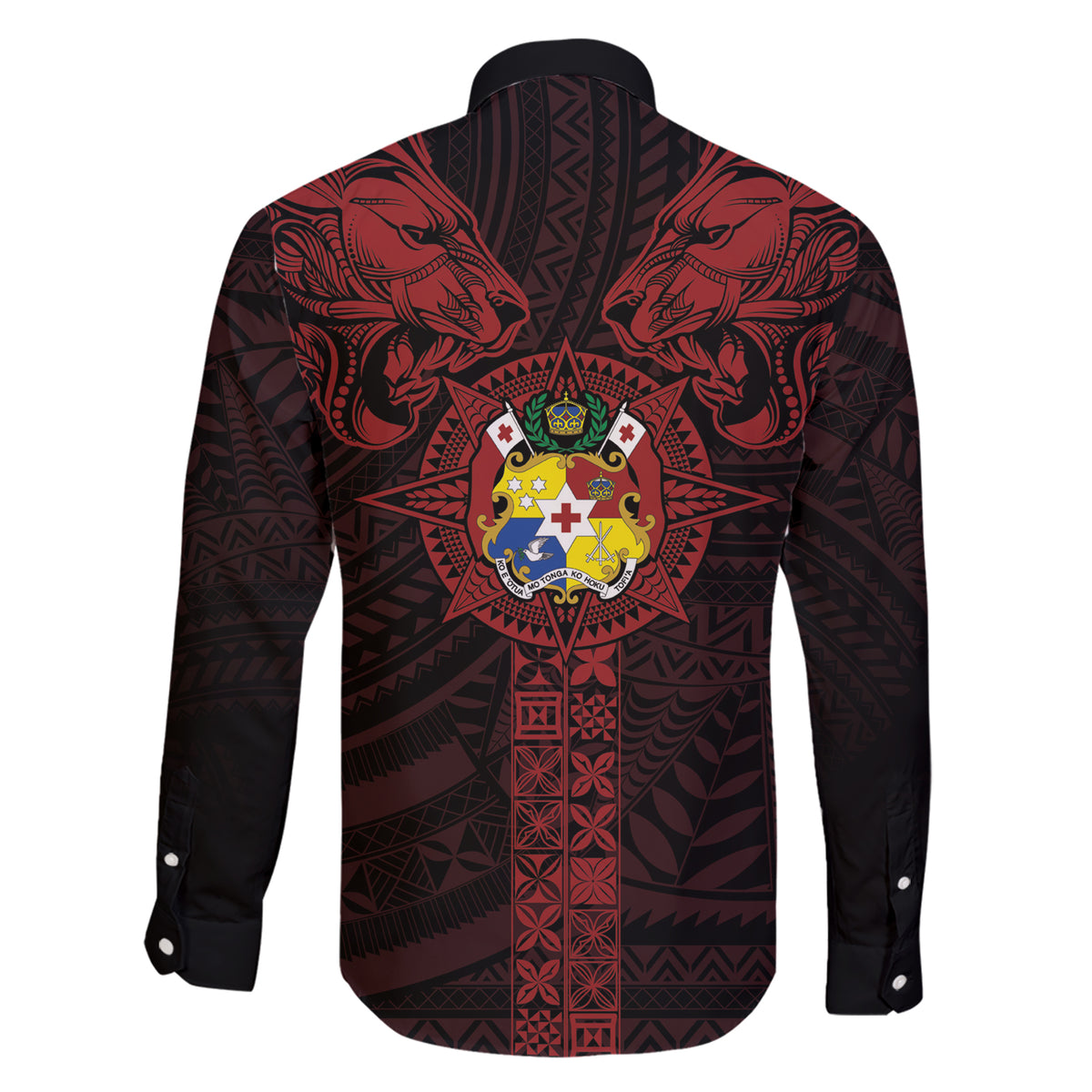 Tonga Independence Day Family Matching Short Sleeve Bodycon Dress and Hawaiian Shirt Tongatapu Lion Ngatu Motifs Black Ver. LT7 - Polynesian Pride