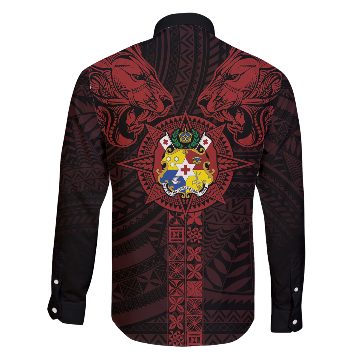 Tonga Independence Day Family Matching Summer Maxi Dress and Hawaiian Shirt Tongatapu Lion Ngatu Motifs Black Ver. LT7 - Polynesian Pride