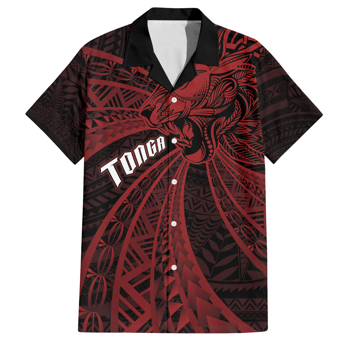 Tonga Independence Day Family Matching Tank Maxi Dress and Hawaiian Shirt Tongatapu Lion Ngatu Motifs Black Ver. LT7 Dad's Shirt - Short Sleeve Black - Polynesian Pride