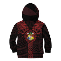 Tonga Independence Day Kid Hoodie Tongatapu Lion Ngatu Motifs Black Ver. LT7 - Polynesian Pride