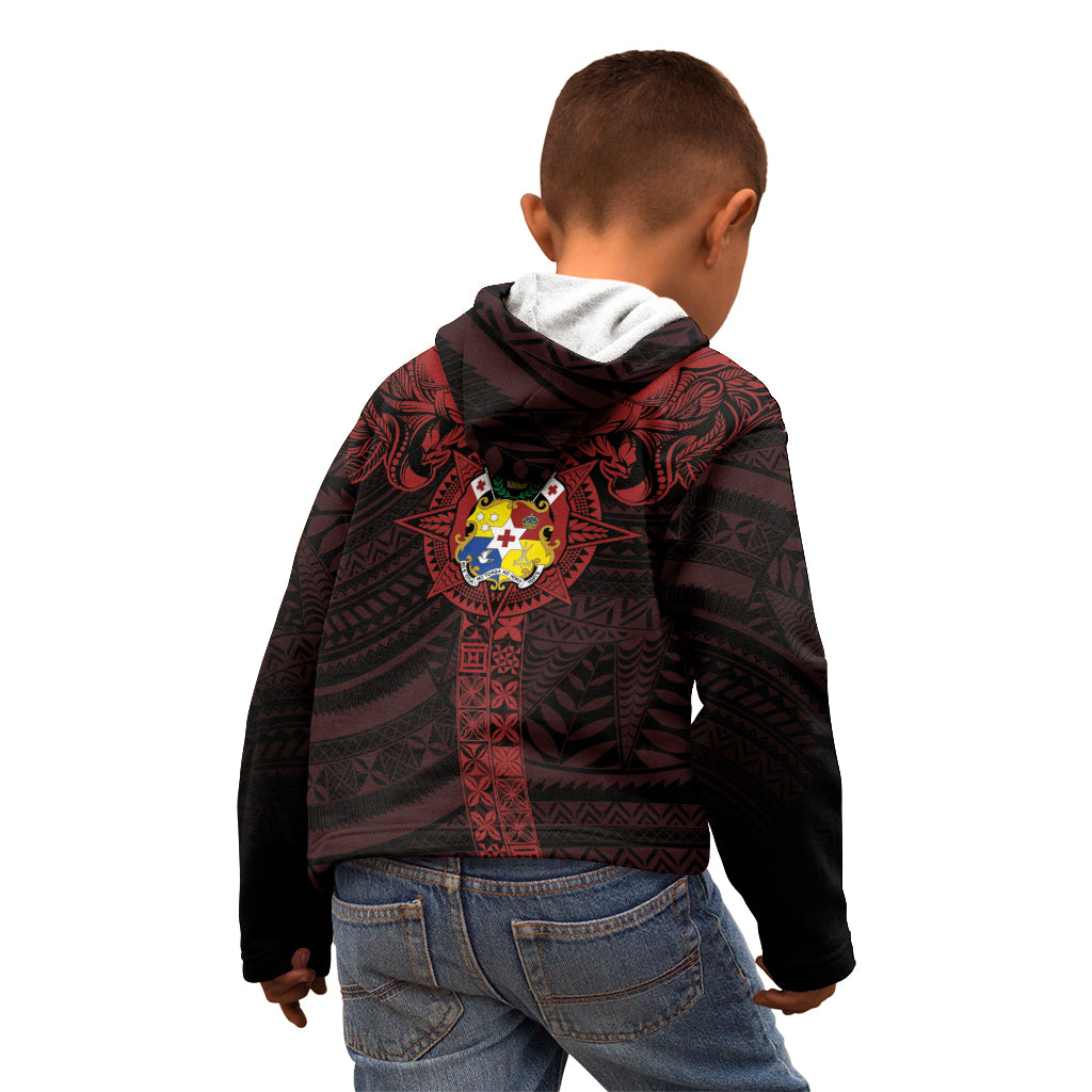 Tonga Independence Day Kid Hoodie Tongatapu Lion Ngatu Motifs Black Ver. LT7 - Polynesian Pride