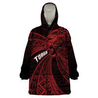 Tonga Independence Day Wearable Blanket Hoodie Tongatapu Lion Ngatu Motifs Black Ver. LT7 One Size Black - Polynesian Pride
